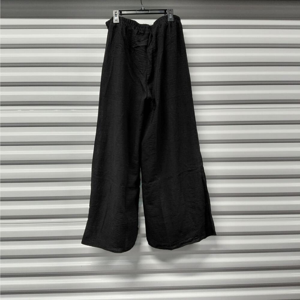 Zenana Women's Pants Size Large Black Wide Leg Boho Festival Coastal Vacation - Picture 5 of 10